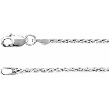 14K White 1.5 mm Wheat 7" Chain